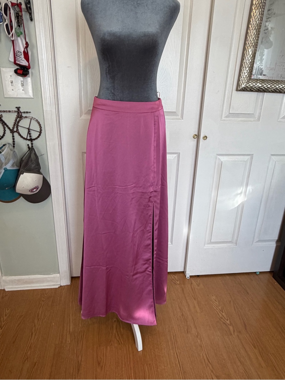 Sincerely Jules Mauve Satin Maxi Skirt with Side Slit